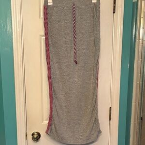 SHEIN Gray Maxi Skirt with Red Accents